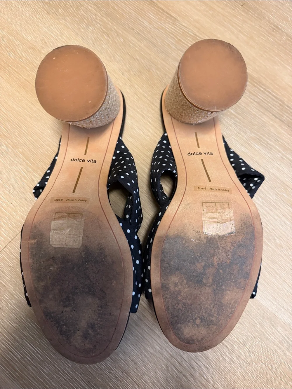 Dolce Vita Polka Dot Twisted Knot Slide Sandals Heels - Size 9